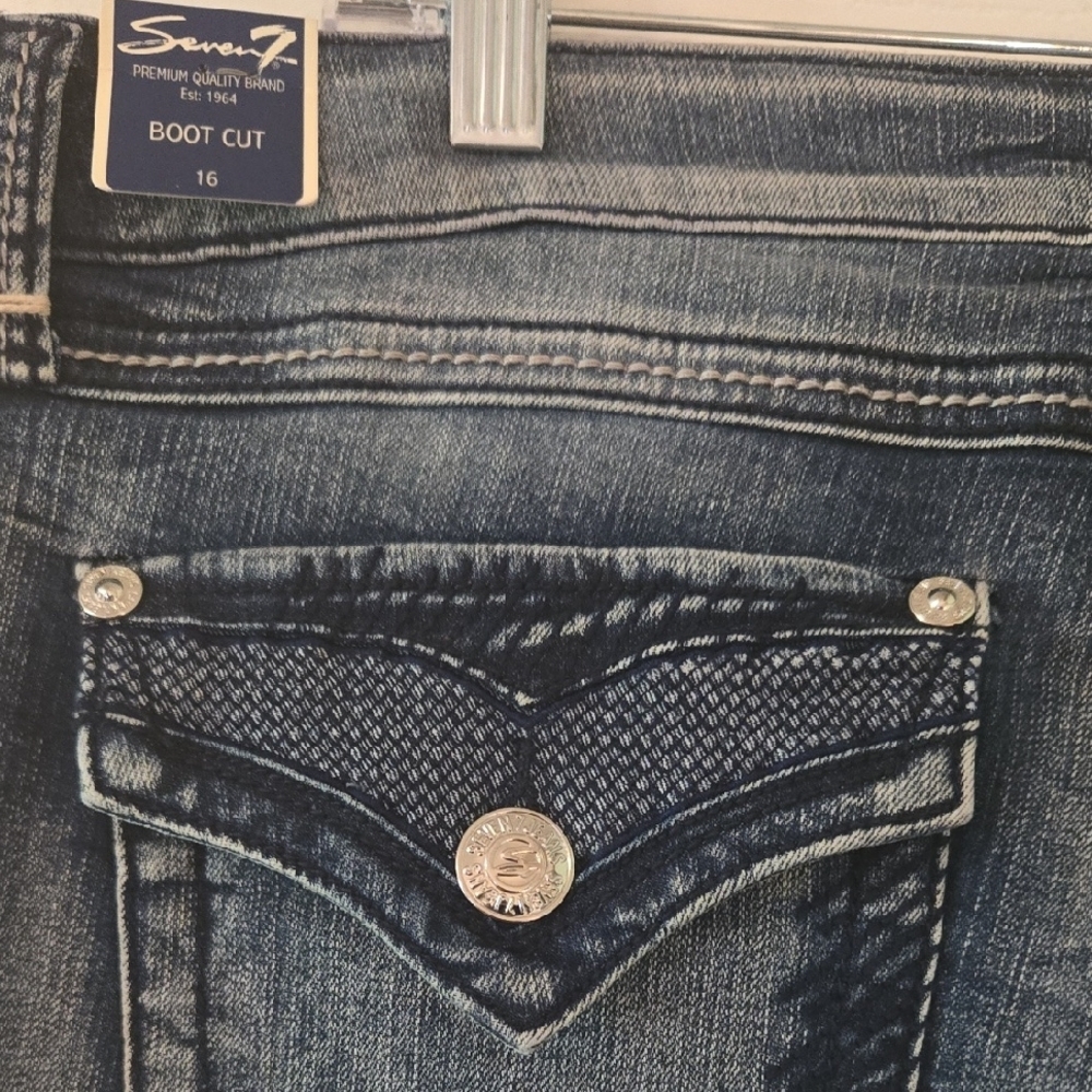 Seven7 Blue Boot Cut Jeans with Vintage Wash